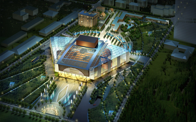 Large building lights trees edi free wallpaper - medium preview image