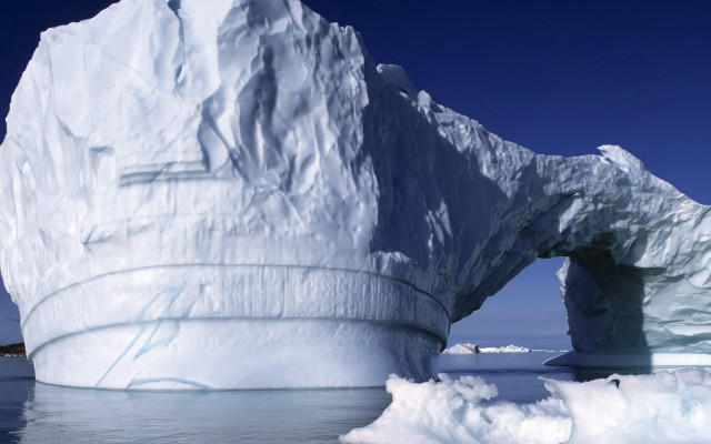 Large iceberg ocean shoreline boat free wallpaper - medium preview image