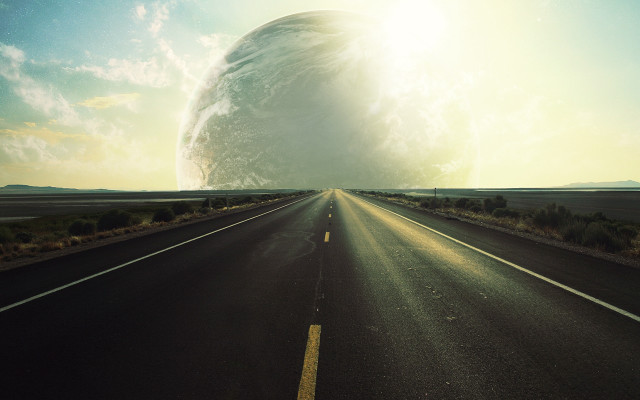 Large object road sky moon free wallpaper - medium preview image