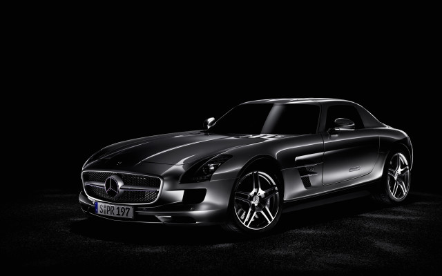 Mercedes sls roadster black white free wallpaper - medium preview image