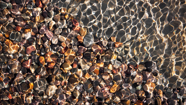Rock wall water honeycomb brick free wallpaper - medium preview image