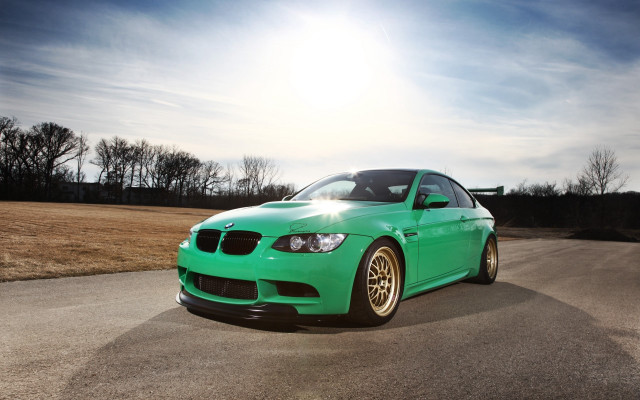 Green car road forest sky free wallpaper - medium preview image