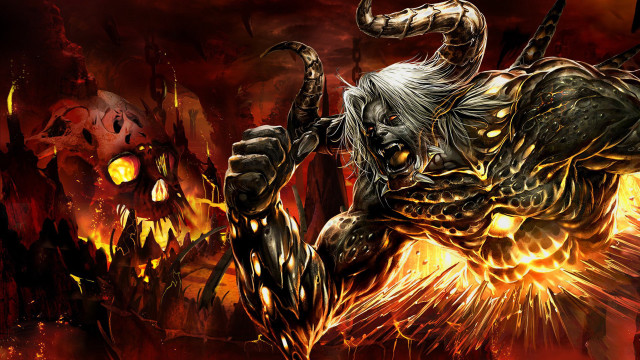 Demonic horns sword fire ember free wallpaper - medium preview image