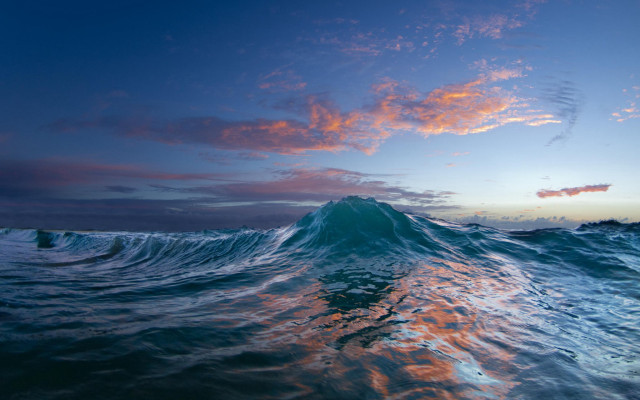Large wave sunset ocean pink free wallpaper - medium preview image