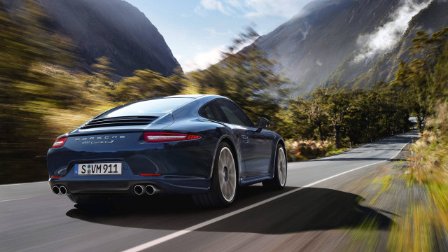 Blue porsche 911s mountain road free wallpaper - medium preview image