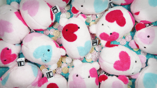 Stuffed animals hearts kawaii puzzle free wallpaper - medium preview image