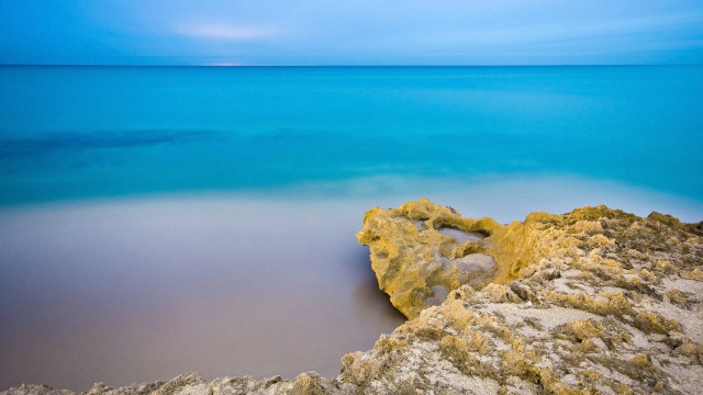 Rock water beach blue sky free wallpaper - medium preview image