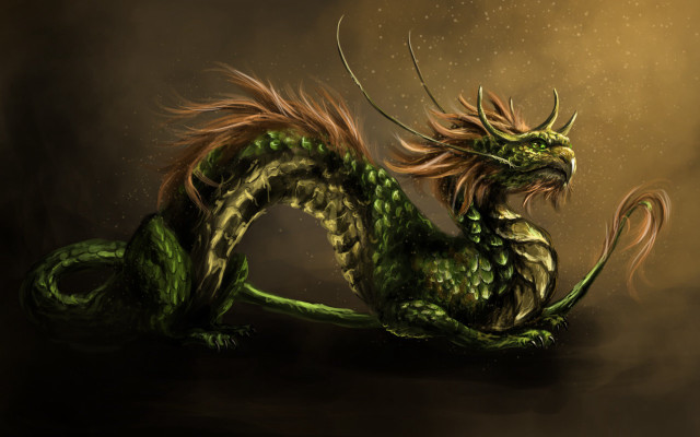 Green dragon curled tail closed free wallpaper - medium preview image