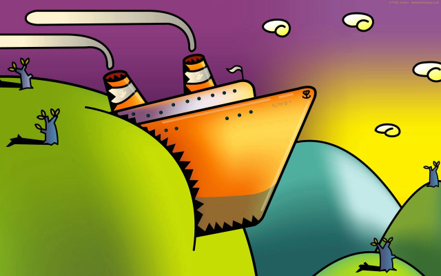Boat lizard hill man moon free wallpaper - medium preview image