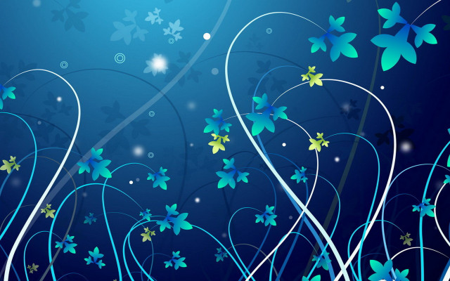 Blue flowers swirls stars crescentmoon free wallpaper - medium preview image
