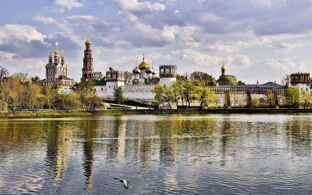 Lake bird building dome panorama free wallpaper - medium preview image