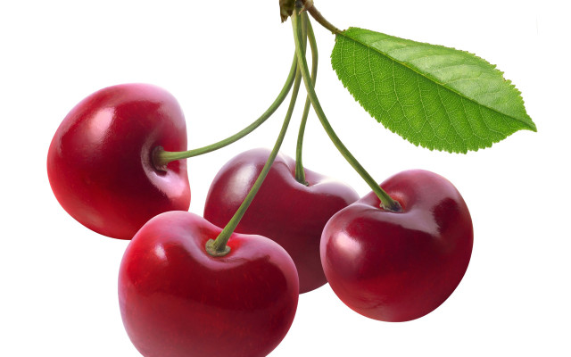 Three cherries green leaf white free wallpaper - medium preview image