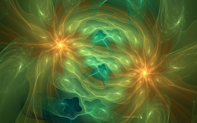 Green yellow flower fractal psychedelic free wallpaper - medium preview image