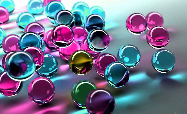 Colorful balls floating table white free wallpaper - medium preview image