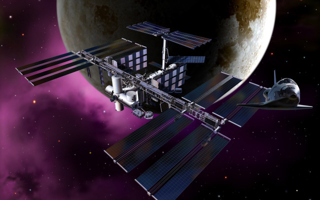 Space station purple sky red free wallpaper - medium preview image
