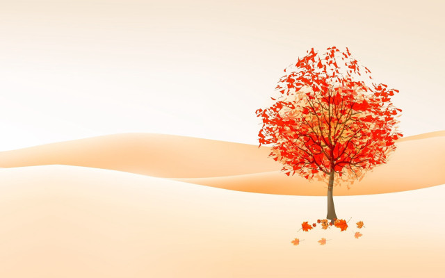Red leaves desert tree sunset free wallpaper - medium preview image