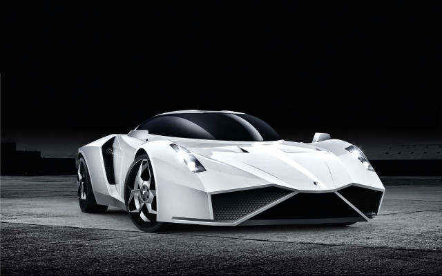 White sports car night matte free wallpaper - medium preview image