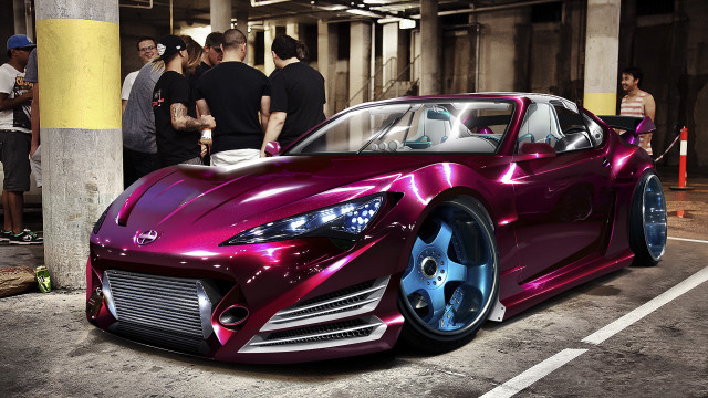 Purple sports car parking lot #2 free wallpaper - medium preview image