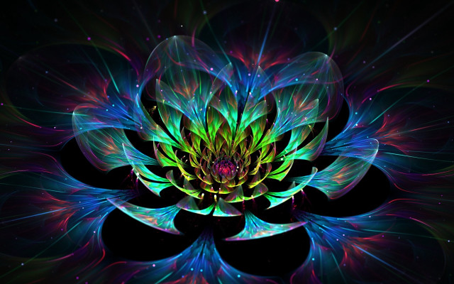 Psychedelic flower blue center fractals free wallpaper - medium preview image