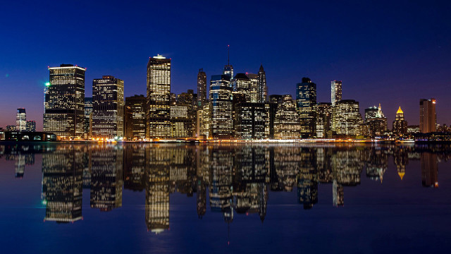 City skyline night reflection architecture #2 free wallpaper - medium preview image