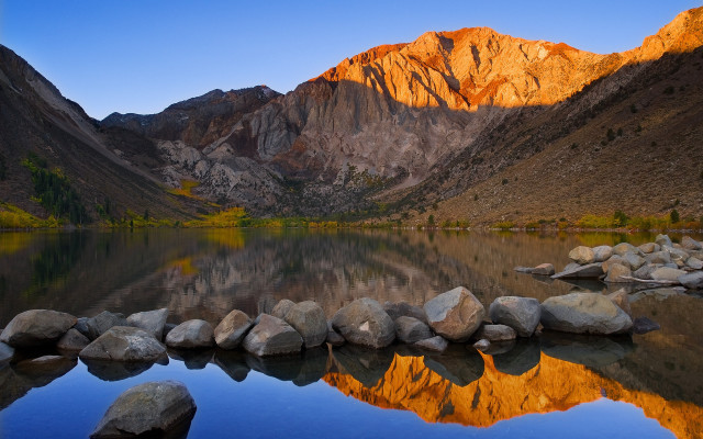 Mountain range reflection lake rocks #3 free wallpaper - medium preview image