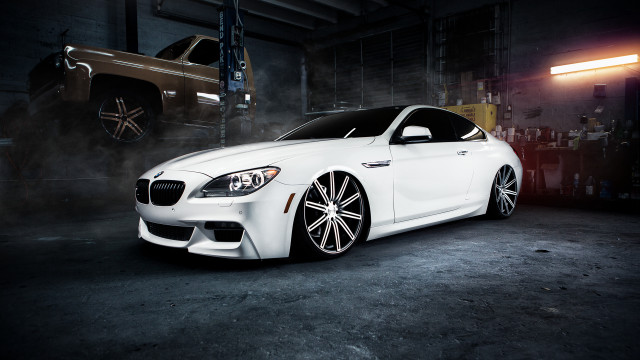 White car garage truck smoke #3 free wallpaper - medium preview image