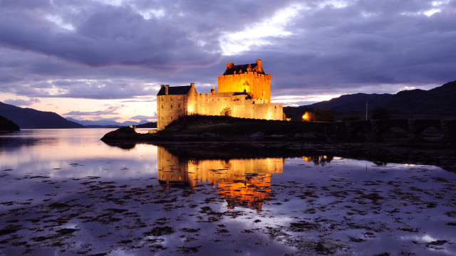 Castle lake reflection sunset arts free wallpaper - medium preview image