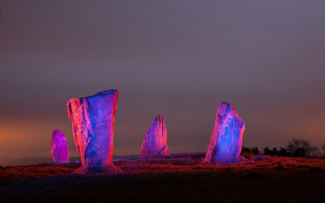 Glowing rocks night field abstract free wallpaper - medium preview image