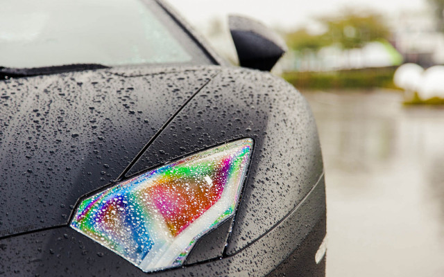 Rainbow sticker car wet photorealism free wallpaper - medium preview image