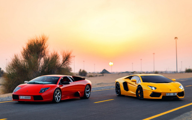 Cars sunset palm mountain rich free wallpaper - medium preview image