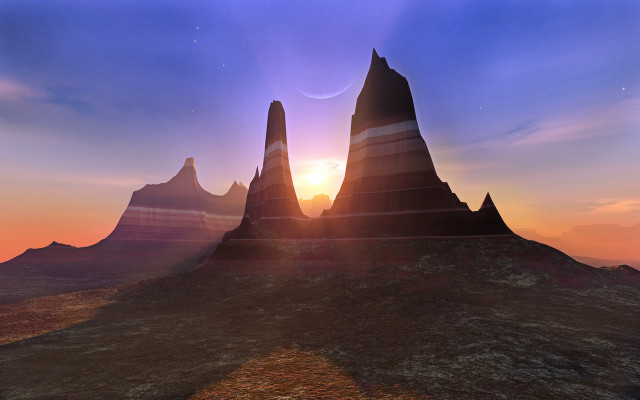 Mountain range sunset distant object free wallpaper - medium preview image