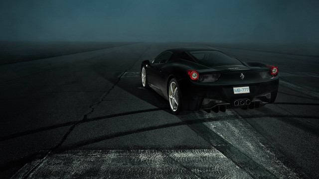 Black sports car night fog #2 free wallpaper - medium preview image