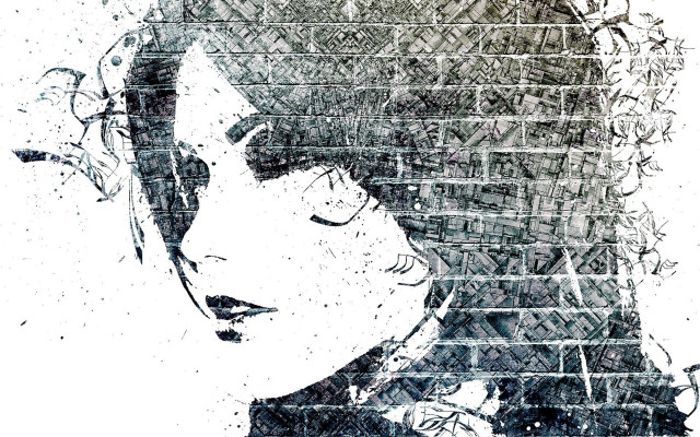 Woman brick wall grungy cityscape free wallpaper - medium preview image
