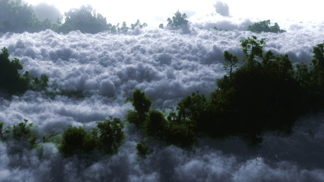 Cloudy forest view blue sky free wallpaper - medium preview image