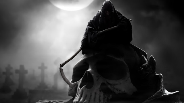 Grim sitter skull cemetery moon free wallpaper - medium preview image