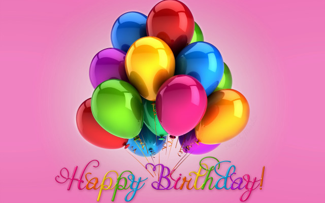 Balloons happy birthday pink gradient free wallpaper - medium preview image
