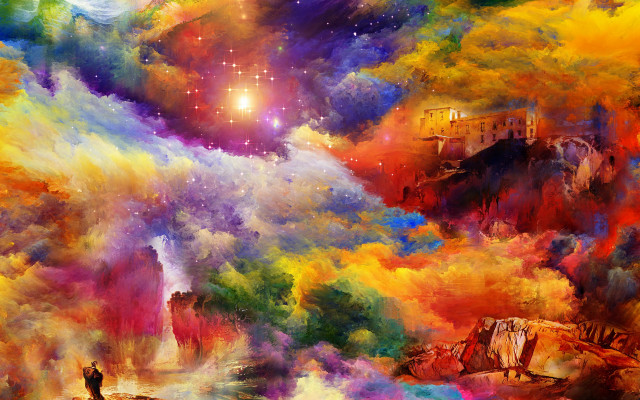 Cliff man mystical sky fire free wallpaper - medium preview image