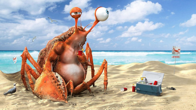 Giant crab beach cooler fruit free wallpaper - medium preview image