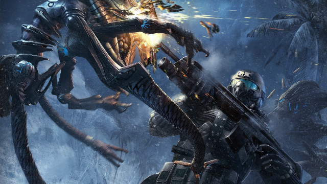 Sci fi battle mecha cityscape free wallpaper - medium preview image