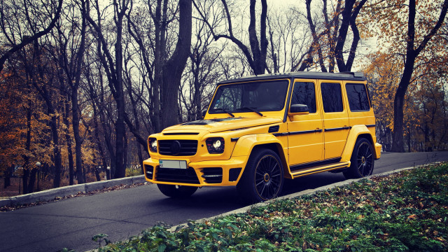 Yellow mercedes neoclassicism autumn leaves free wallpaper - medium preview image