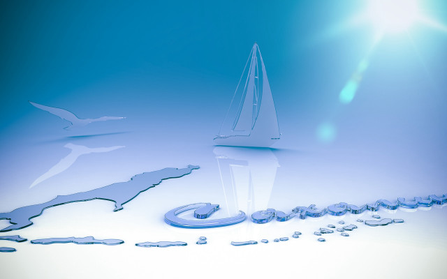 Sailboat world map bird 3d free wallpaper - medium preview image