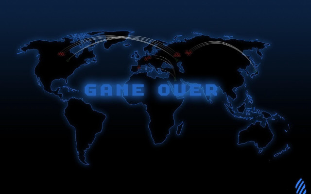 Blue world map game over free wallpaper - medium preview image