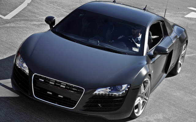 Black car parked person looking free wallpaper - medium preview image