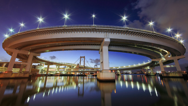 Bridge night city lights sky free wallpaper - medium preview image