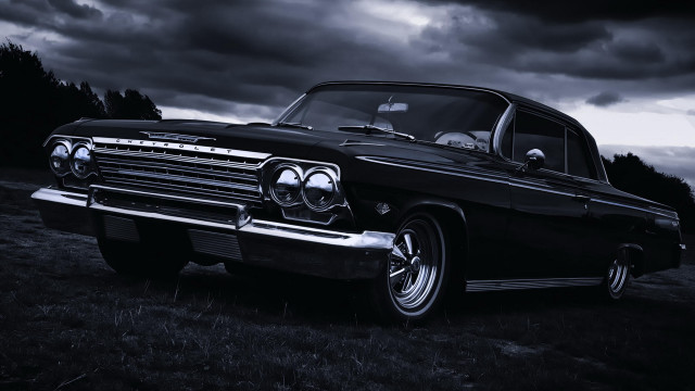 Classic car skull hood gothic free wallpaper - medium preview image