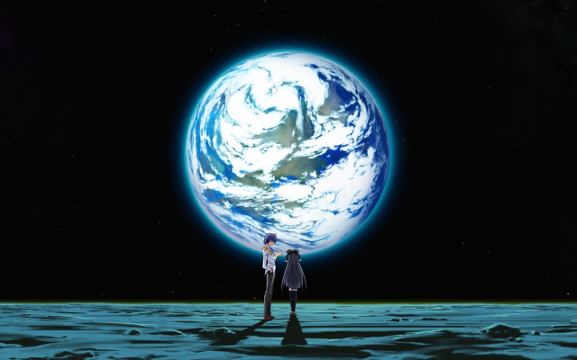 Moon astronaut earth night space free wallpaper - medium preview image