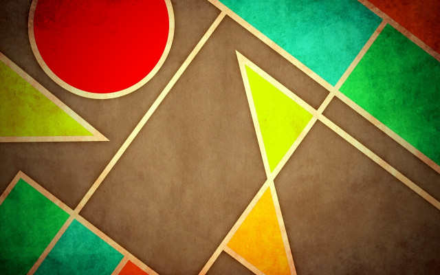 Red ball green yellow shapes free wallpaper - medium preview image