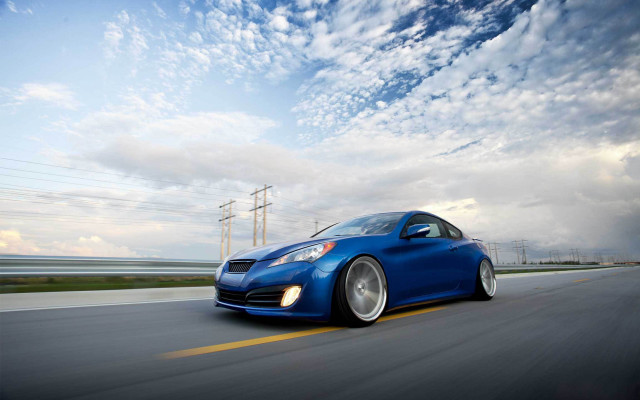 Blue car road cloudy sky #2 free wallpaper - medium preview image