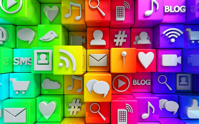 Colorful icons technology background digital free wallpaper - medium preview image