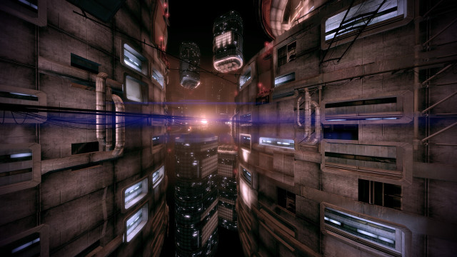 Futuristic city lights windows night free wallpaper - medium preview image